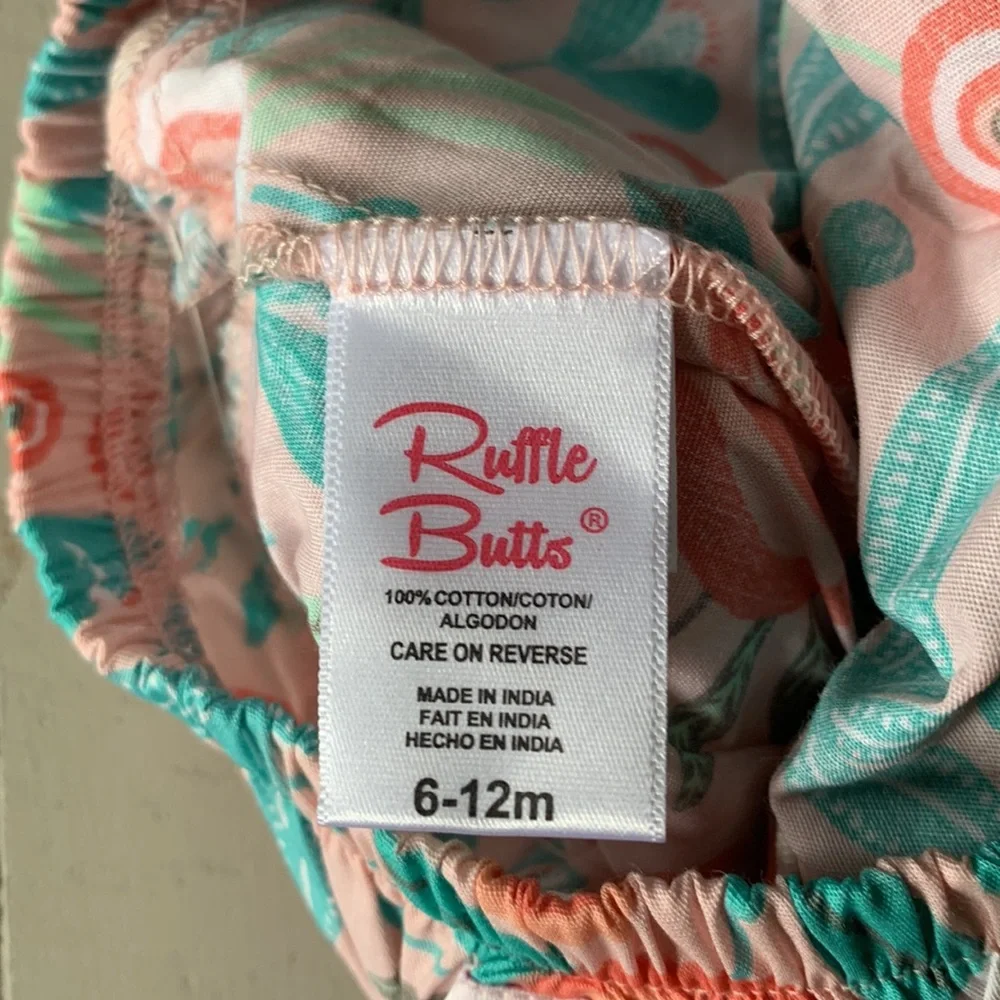Ruffle Butts Seaside Coral Stripe Diaper Cover NWT size 6-12m